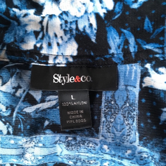 Style & Co. NICE Blue 3/4 Sleeve Blouse Size Large - Picture 6 of 7